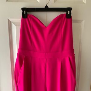 Express pink strapless jumpsuit